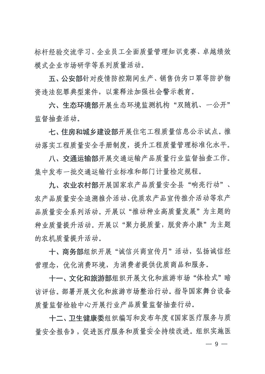 市場監(jiān)管總局等16個(gè)部門關(guān)于開展2020年全國“質(zhì)量月”活動(dòng)的通知(國市監(jiān)質(zhì)〔2020〕133號)